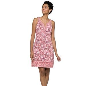 NWT Magnolia Grace Alhambra Embroidered Trim Knit Dress Coral Sz XL